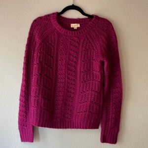 Loft Dark Pink Crocheted Sweater, Sz S